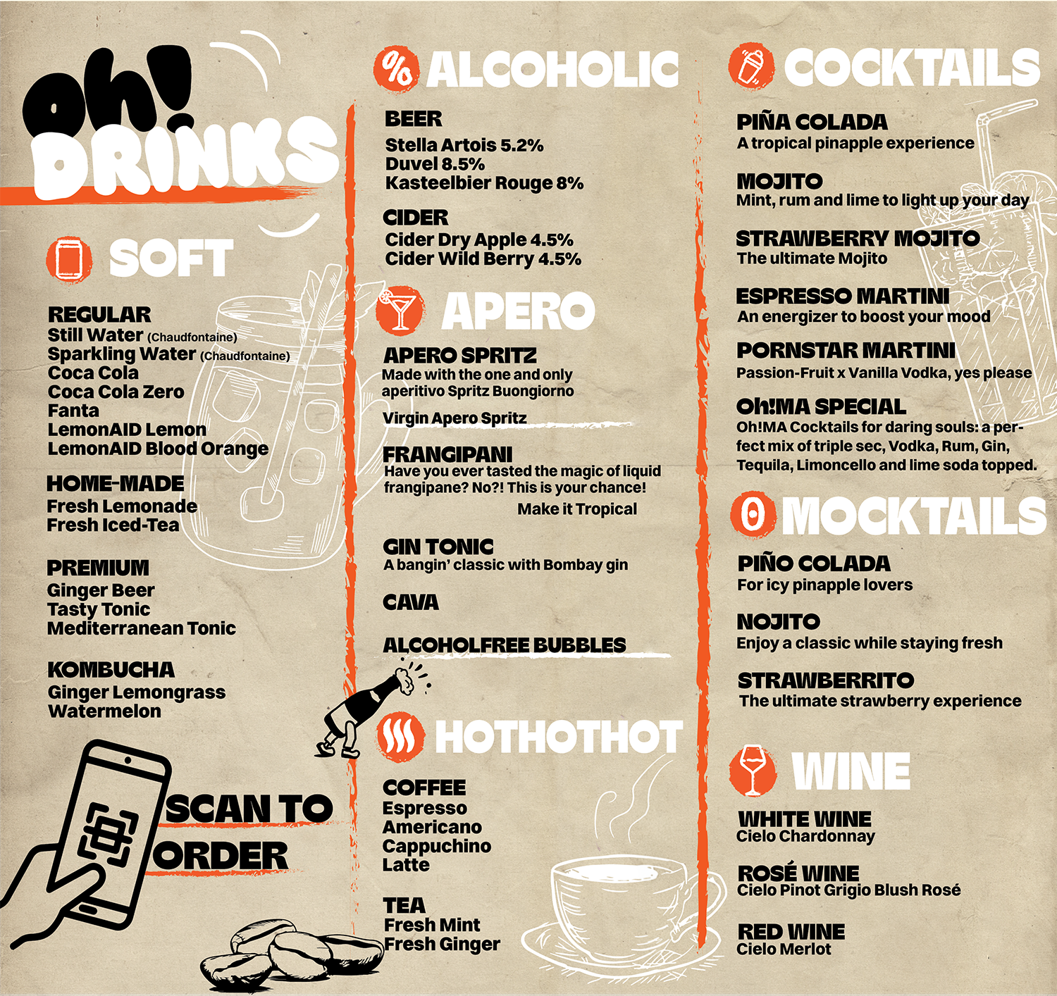 OH!MA Menu Drinks | TableFever